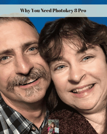 Jeff and I in a photo taken with a green screen background that was changed using Photokey 8 Pro.