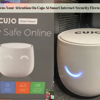 The first photo shows Cujo Ai Smart Internet Security Firewall in the box and the second photo shows it working.