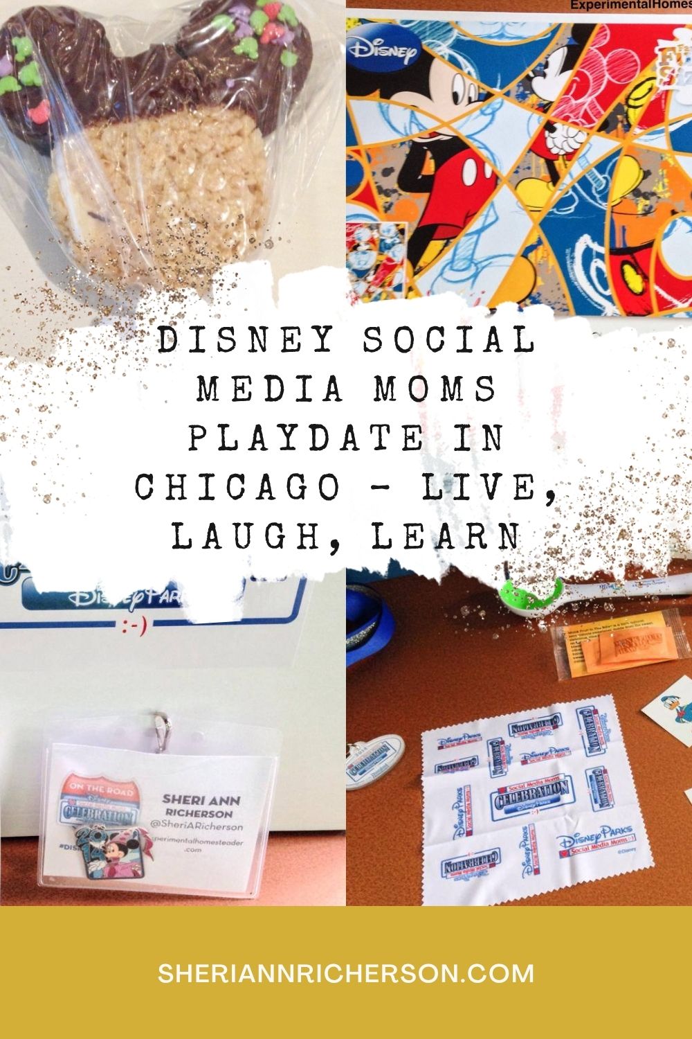 Mickey-shaped rice crispy treat and Disney Social Media Moms Playdate swag from Chicago event.