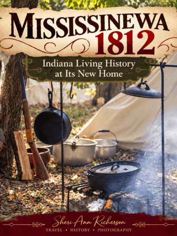 Mississinewa 1812 living history camp with cast iron cooking over a fire